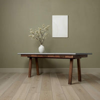 The Vasquez Leather-Wrapped and Curved Desk with Drawers