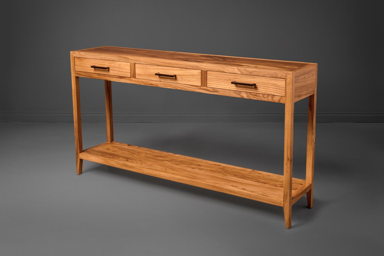 hardwood entryway table with storage
