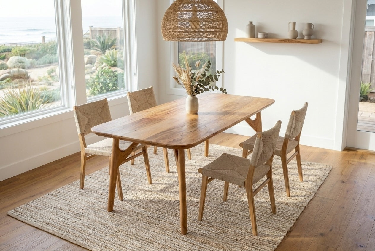 The Zamudio Mid-Century Modern Solid Wood Dining Table | Wood