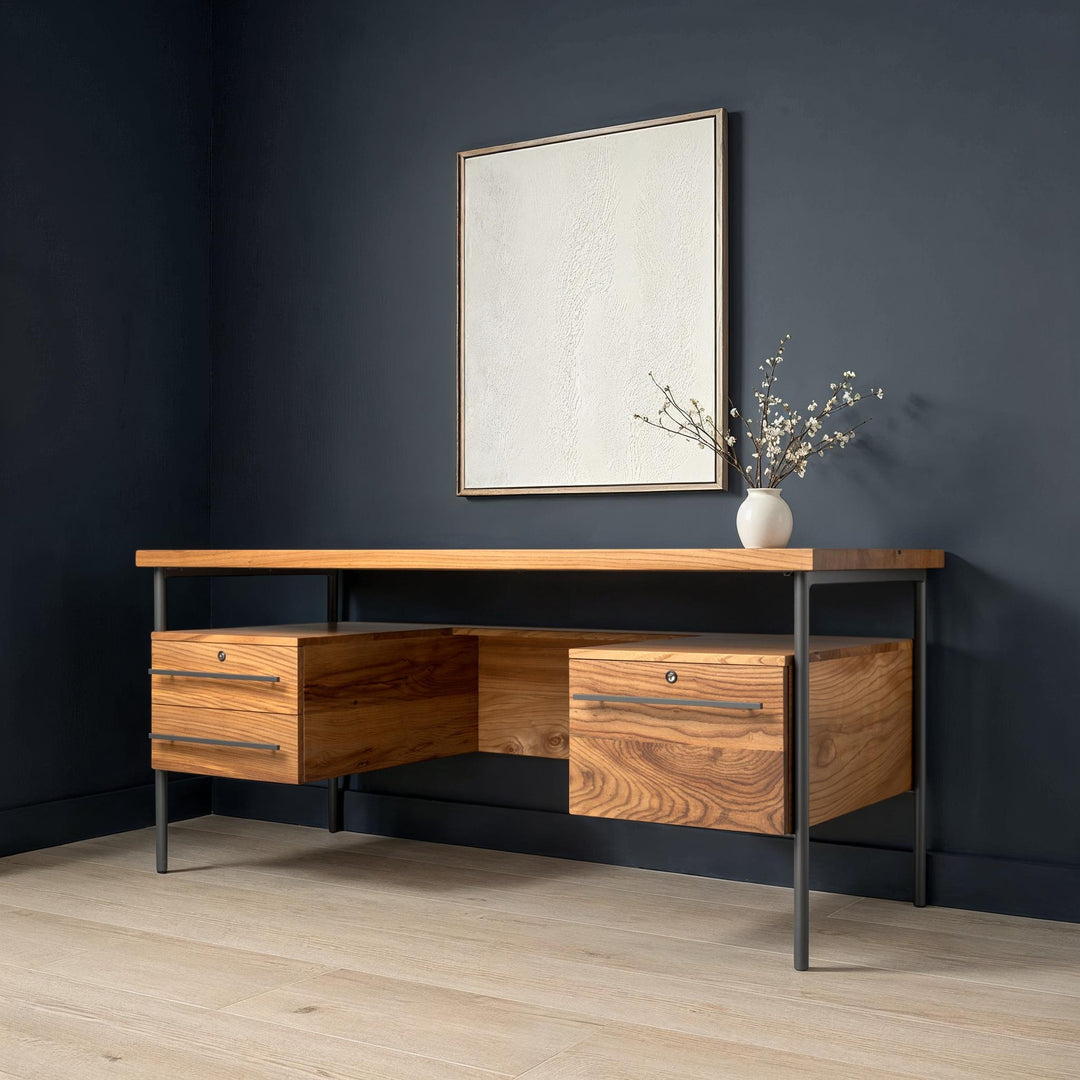 The Side Quest Mid-Century Modern Executive Desk with Locking