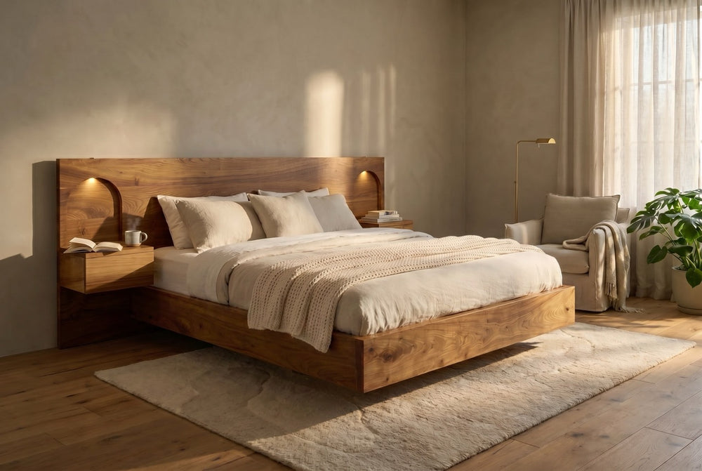 The Timothy Floating Bed Frame with Drawers
