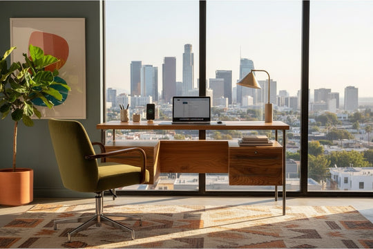 The Side Quest Mid-Century Modern Executive Desk with Locking