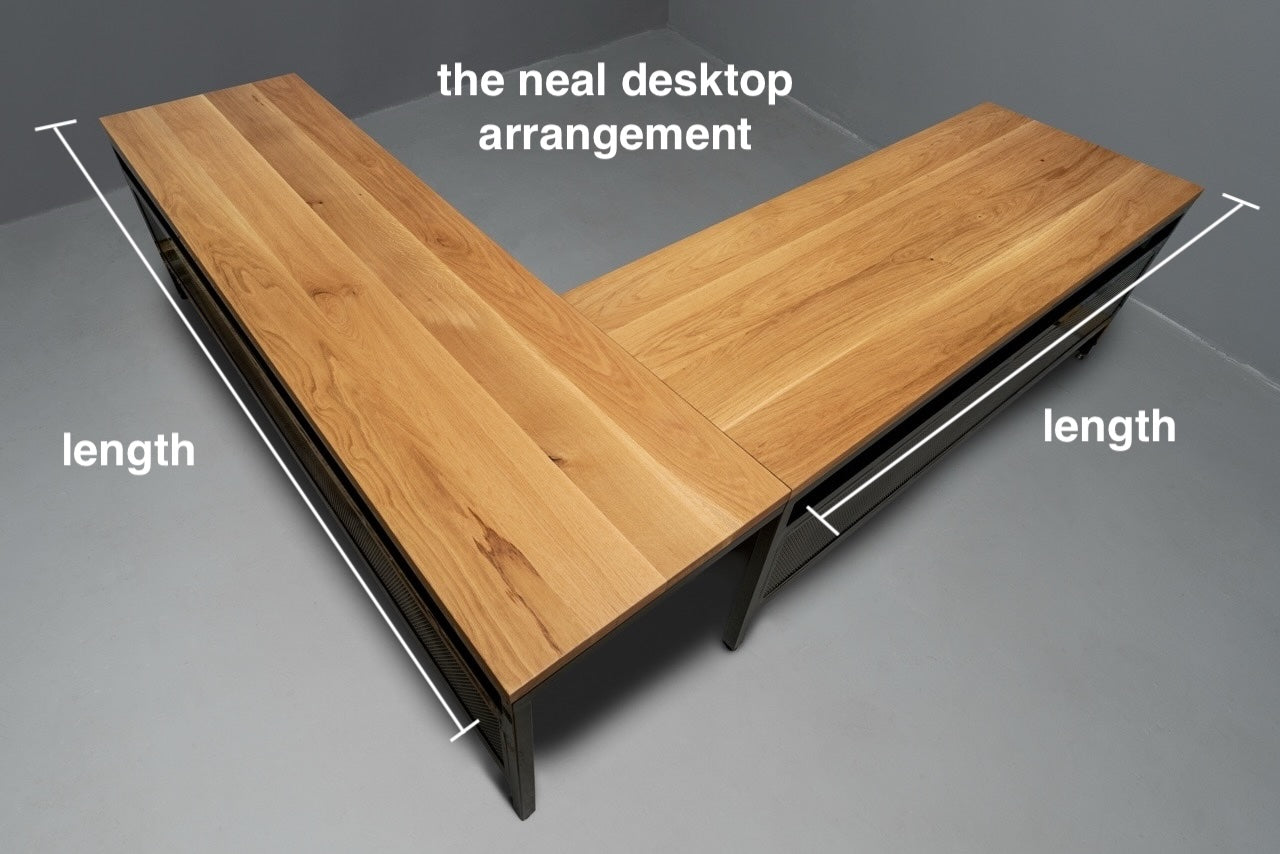 The Neal L-Shaped Hardwood Desk with Modesty Panel