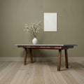 The Vasquez Leather-Wrapped and Curved Desk with Drawers