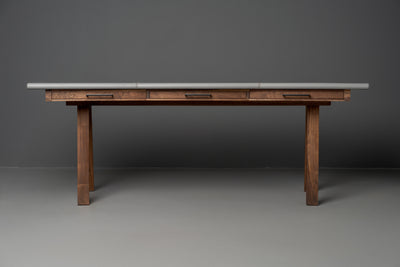 The Vasquez Leather-Wrapped Curved Desk with Drawers