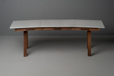 The Vasquez Leather-Wrapped Curved Desk with Drawers