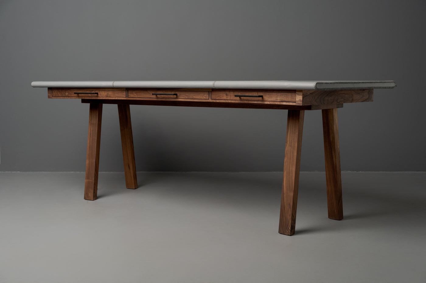 The Vasquez Leather-Wrapped Curved Desk with Drawers