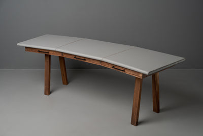 The Vasquez Leather-Wrapped Curved Desk with Drawers