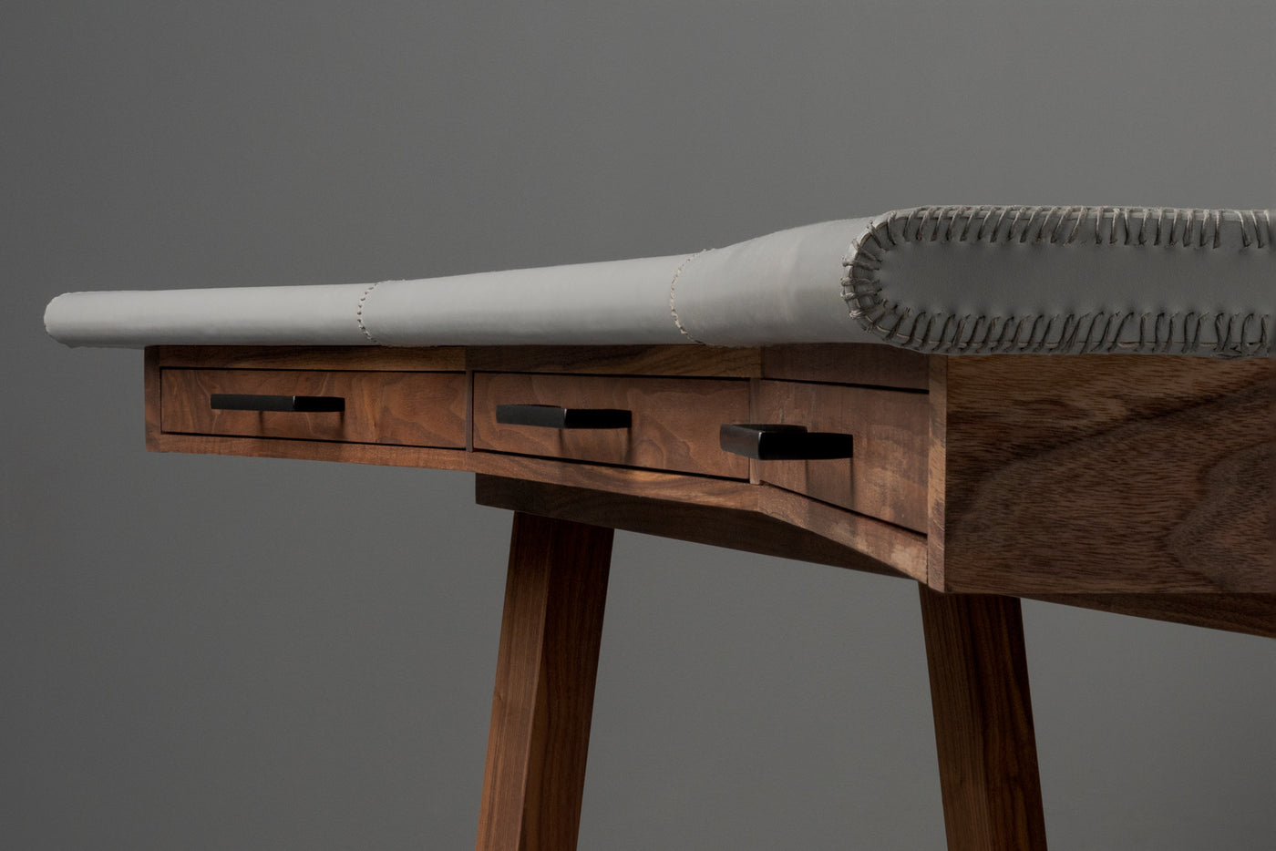 The Vasquez Leather-Wrapped Curved Desk with Drawers