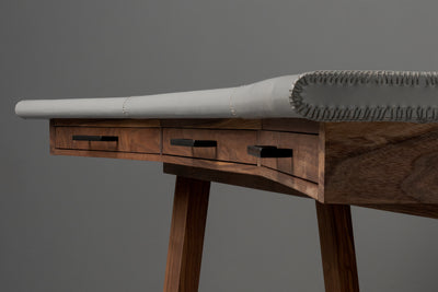 The Vasquez Leather-Wrapped Curved Desk with Drawers