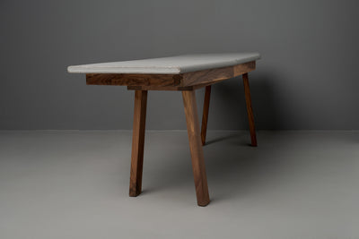 The Vasquez Leather-Wrapped Curved Desk with Drawers