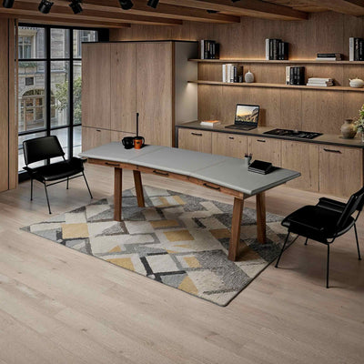 The Vasquez Leather-Wrapped Curved Desk with Drawers