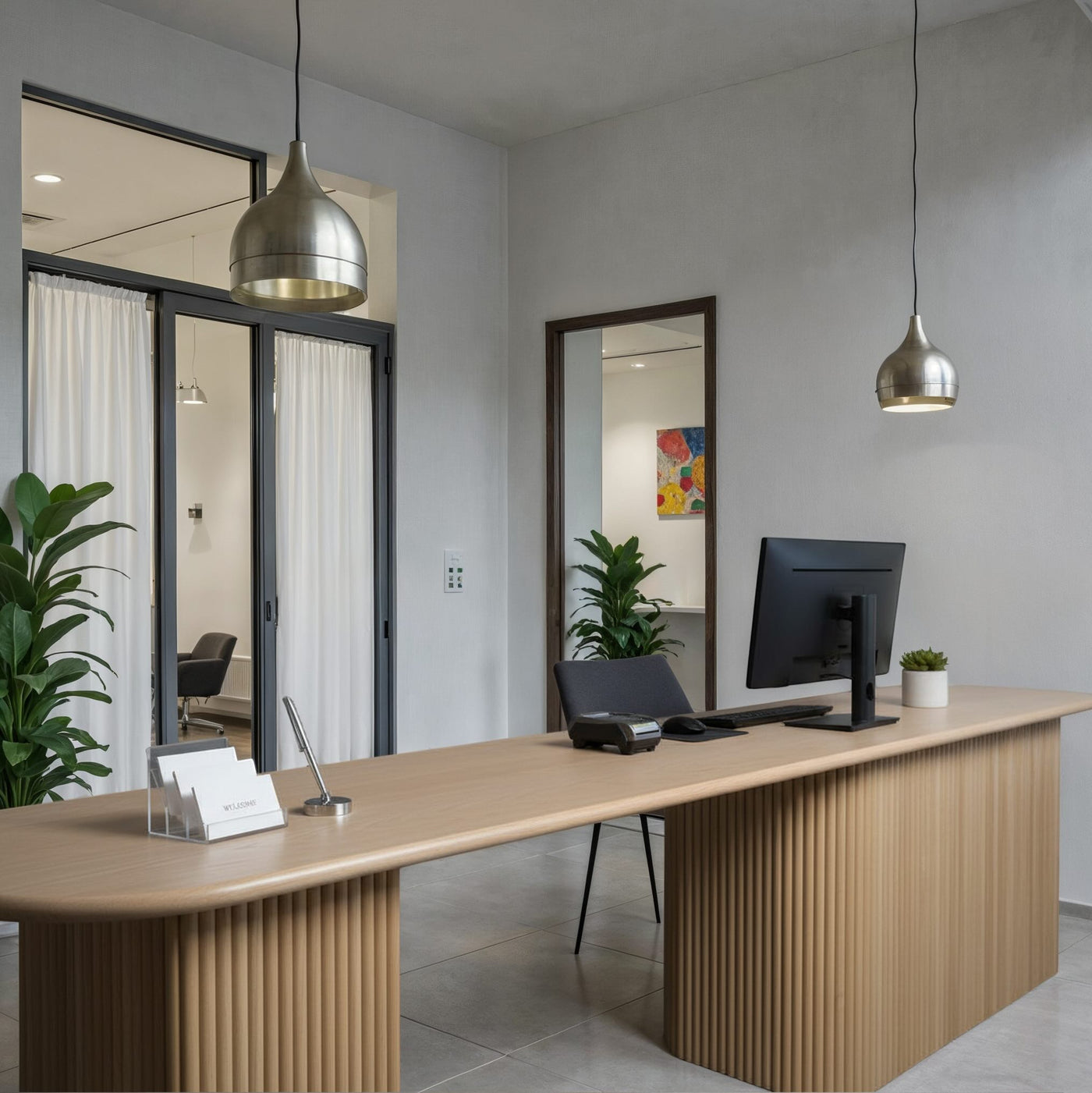 The Yelena Fluted Wood Reception Desk