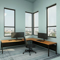 The Neal L-Shaped Hardwood Desk with Modesty Panel