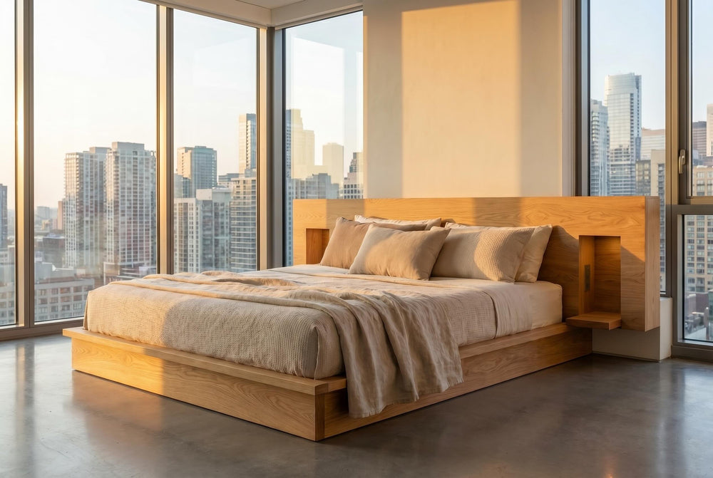 The Stash Solid Wood Bed Frame with Charging Ports