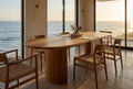 The Travis Dining Table with Curved Wood Legs