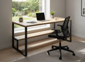 The Straight Edge Custom Wood Computer Desk with Shelf