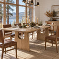 The Belle Curve Handmade Wooden Dining Table with Sculptural Curved Base