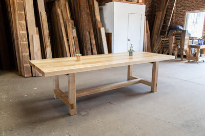 Sustainable rectangular dining table made from locally sourced lumber