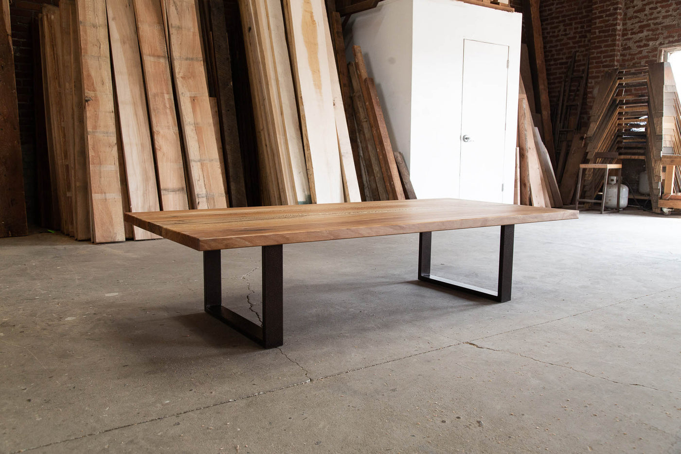 Modern coffee table with metal frames and legs