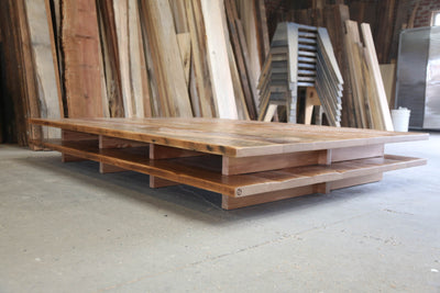 Sustainable reclaimed Douglas Fir wood bed frame