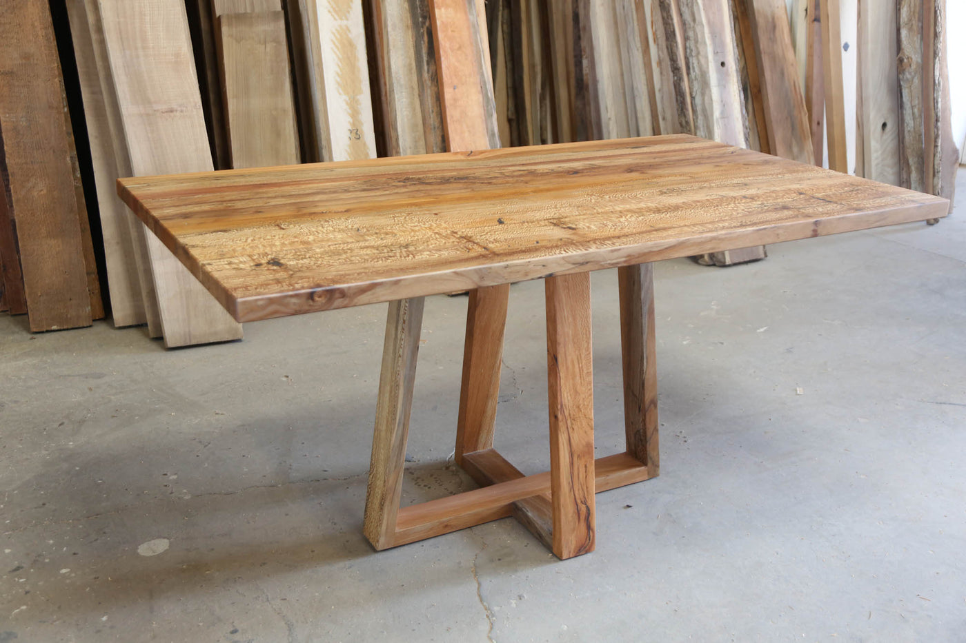 Unique dining table made from solid natural wood