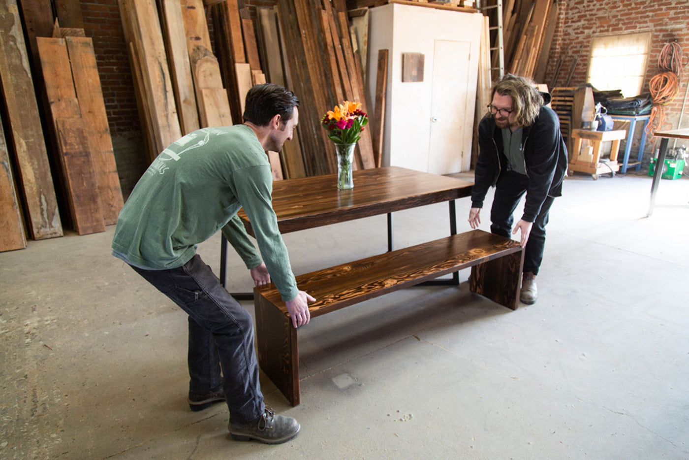 The Waterfall Dining Bench - Parkman Woodworks Store